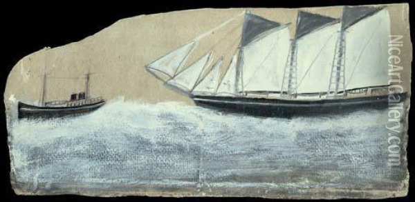 Schooner In Full Sail Oil Painting - Alfred Wallis