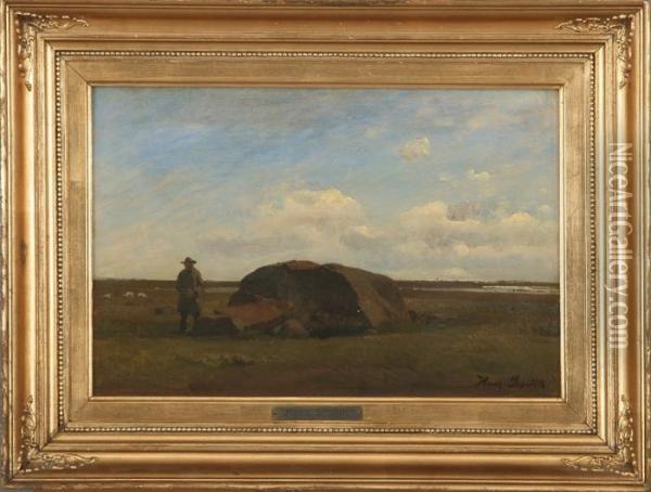 Man On The Heath Oil Painting - Hans Ludvig Smidth