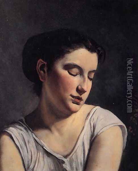 Young Woman with Lowered Eyes Oil Painting - Frederic Bazille
