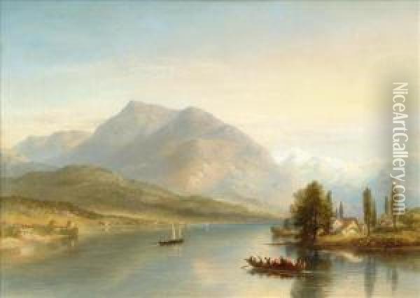 An Extensive Alpine Landscape Oil Painting - L Poole