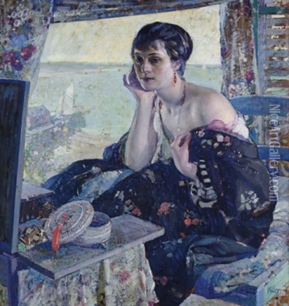 Woman By A Window Oil Painting - Richard Edward Miller