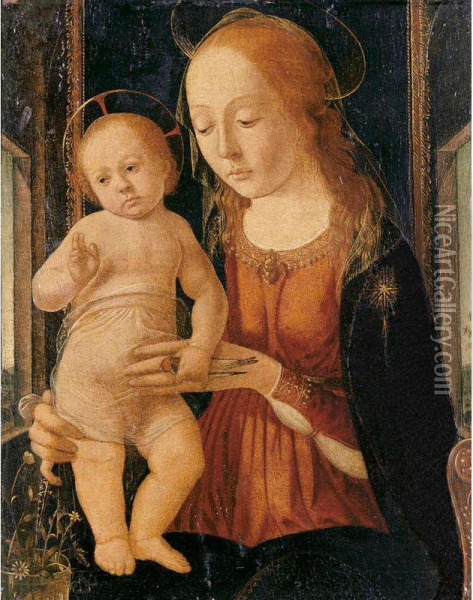Madonna And Child In A Landscape Oil Painting - Biagio D' Antonio