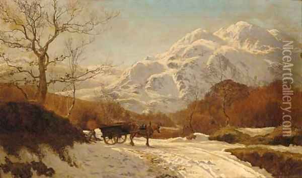 Gathering wood in an Alpine landscape Oil Painting - Colin Hunter