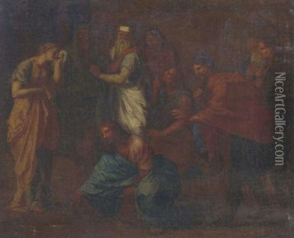 Christ And The Woman Taken In Adultery Oil Painting - Nicolas Poussin