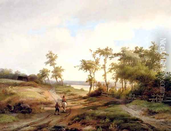 Figures in a summer landscape Oil Painting - Anton Braakman