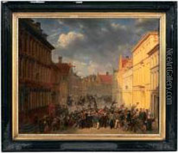 Anvers, 21 Mai 1833 Oil Painting - Jacob J. Verreyt