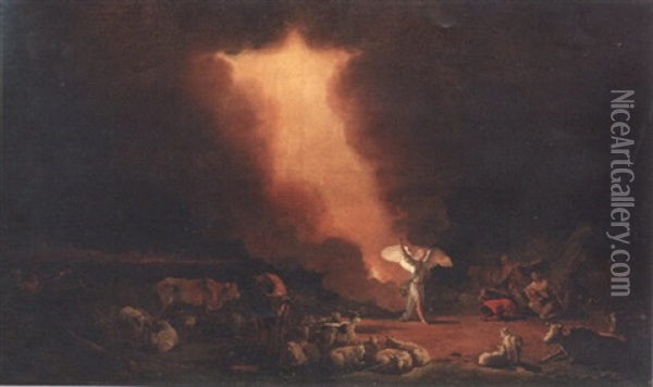 The Angel Appearing To The Shepherds Oil Painting - Abraham Danielsz Hondius