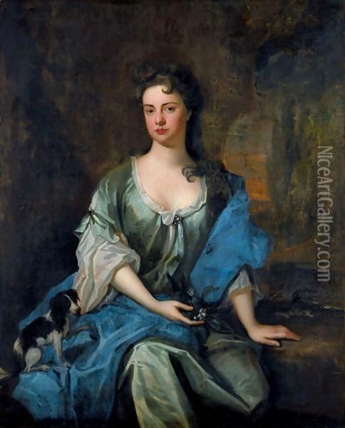 Portrait Of Joane, Wife Of Arthur Ayshford Oil Painting - Sir Godfrey Kneller