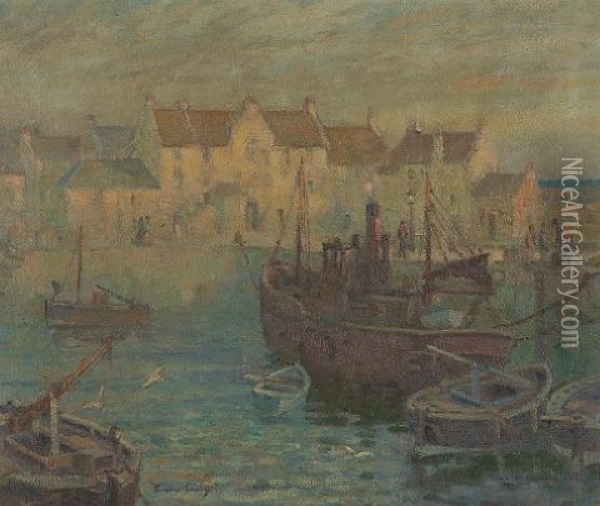 Evening In The Harbor Oil Painting - Andrew Archer Gamley