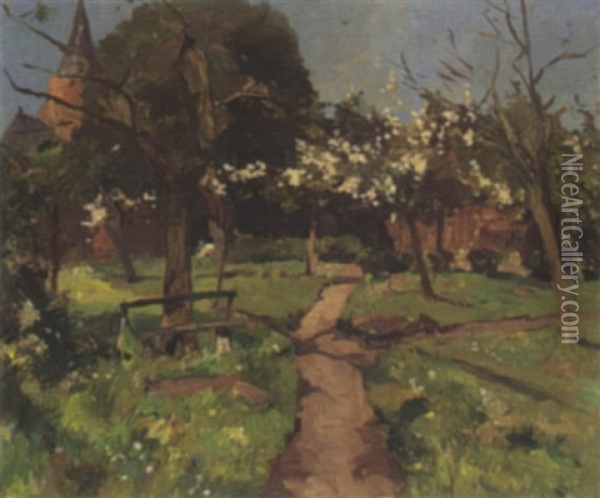 A View Of 's Graveland In Springtime Oil Painting - Jacob Ritsema
