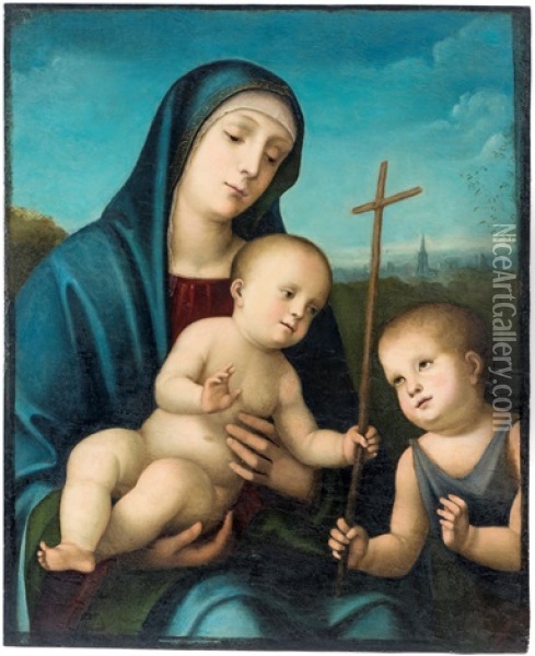 Vierge A L'enfant Avec Saint Jean Baptiste Oil Painting - Francesco Francia