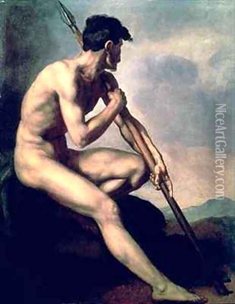 Nude Warrior with a Spear 2 Oil Painting - Theodore Gericault