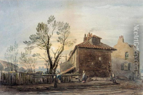View Of Lambeth Looking Towards St John's Smith Square, London Oil Painting - John Varley