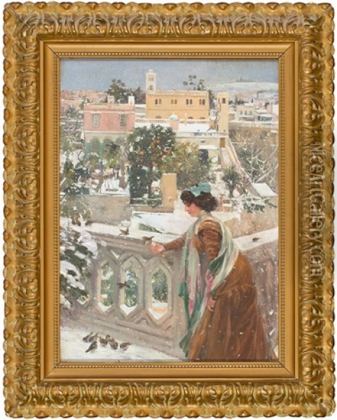 Vista De Sant Gervasi, Barcelona Oil Painting - Carlos Vazquez Ubeda
