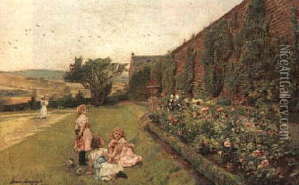 In The Rose Garden Oil Painting - Jessie MacGregor