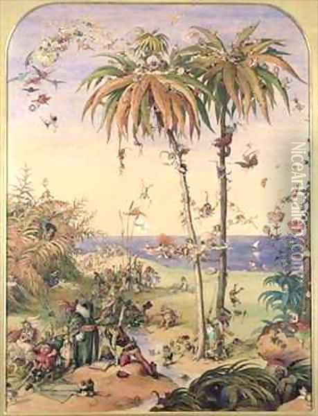 The Enchanted Tree a fantasy based on The Tempest Oil Painting - Richard Doyle