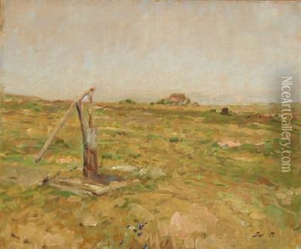 Den Gamle Vandpost Oil Painting - Julius Paulsen