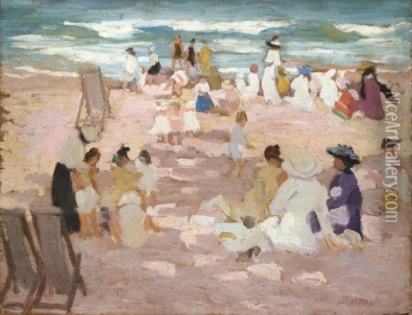 On The Sands Oil Painting - Ethel Carrick Fox