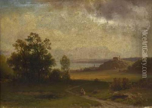 Landschaft Mit Blick Auf Den Starnberger See Oil Painting - Ludwig Gebhardt