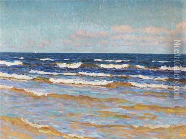 Seascape Oil Painting - Nikolai Petrovich Bogdanov-Bel'sky
