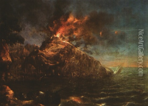 Veduta Dell'eruzione Di Un Vulcano Oil Painting - Abraham Louis Rodolphe Ducros