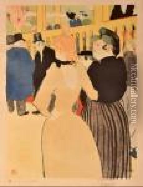 Au Moulin Rouge, La Goulue Et Sa Soeur Oil Painting - Henri De Toulouse-Lautrec