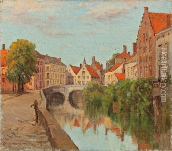 Dutch Canal Oil Painting - Charles Warren Eaton