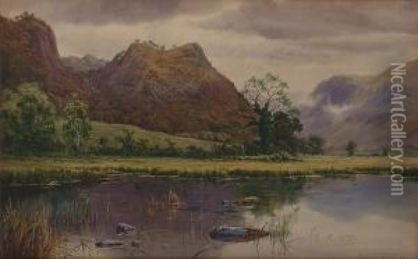 A Lake District Landscape. Oil Painting - Edward Horace Thompson