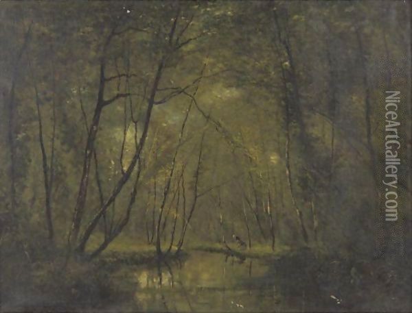 A Forest Stream Oil Painting - Cesar De Cock