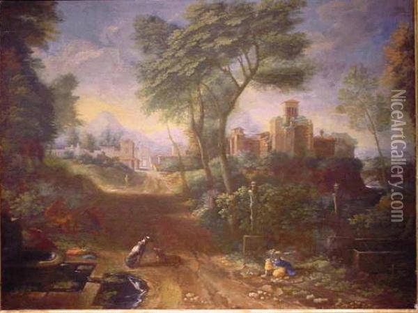 Italianate Landscape Oil Painting - Thomas Blanchet