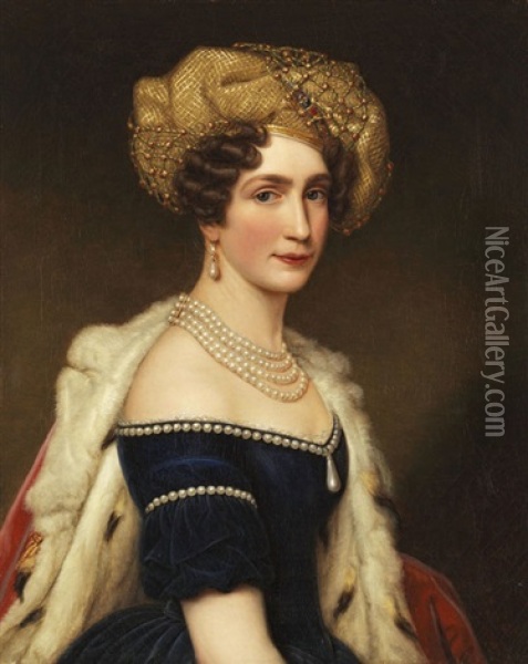 Auguste Amalie Prinzessin Von Bayern, Herzogin Von Leuchtenberg (1788-1851) Oil Painting - Joseph Karl Stieler