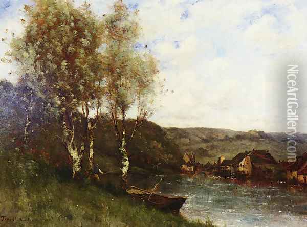 Fisherman at the River's Edge Oil Painting - Paul Trouillebert