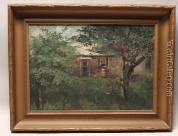A Cottage Nestled In The Woods Oil Painting - Mary Baker
