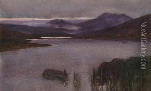 Moonlight On A Lake Oil Painting - Carleton Grant