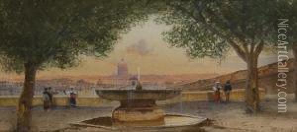 La Fontana Di Villa Medici Oil Painting - Federico Schianchi