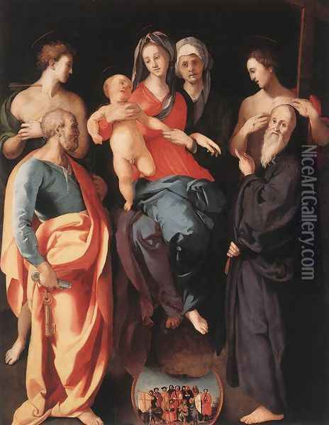 Madonna and Child with St Anne and Other Saints c. 1529 Oil Painting - (Jacopo Carucci) Pontormo