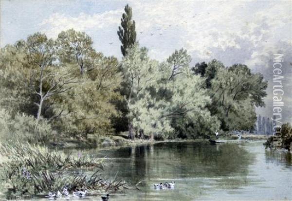 The Thames At Pangbourne Oil Painting - Francis George Coleridge