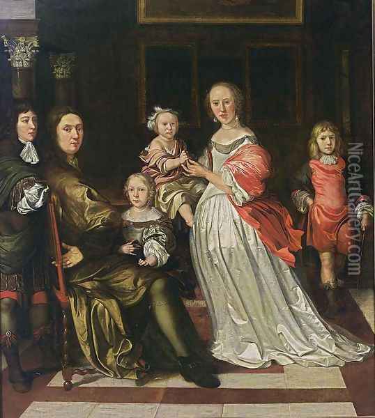 Family Portrait Oil Painting - Eglon van der Neer