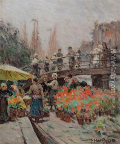 The Flower Stand Oil Painting - Luther Emerson Van Gorder