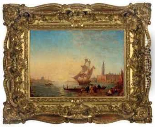 Merchants On The Venetian Lagoon Oil Painting - Felix Ziem