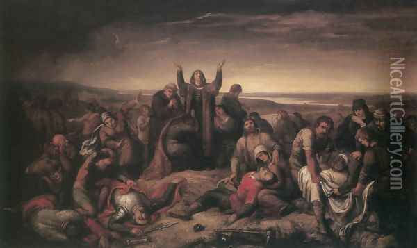 Ms. Perenyi Gathering the Dead after the Battle at Mohacs 1860s Oil Painting - Soma Orlai Petrich