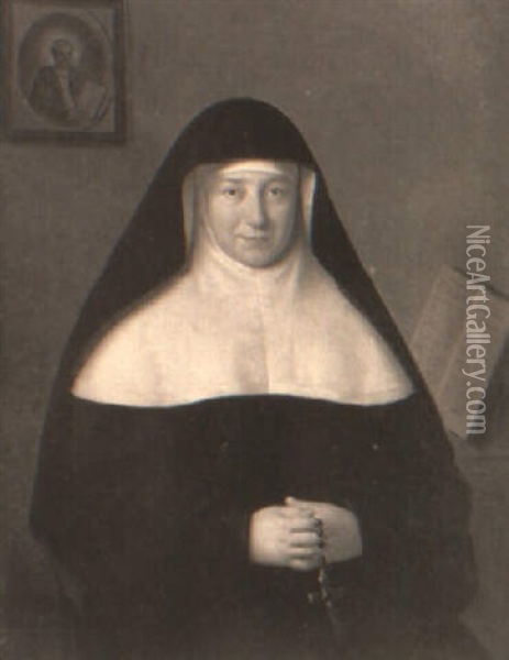 Portrait Of A Nun, Holding A Rosary Oil Painting - Philippe de Champaigne