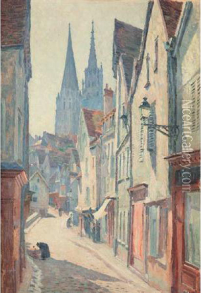 Rue Du Bourg, Chartres Oil Painting - Louis Hayet