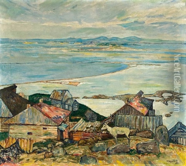 Weise Nacht Am Weisen Meer (kandalakscha) Oil Painting - Heinrich Vogeler