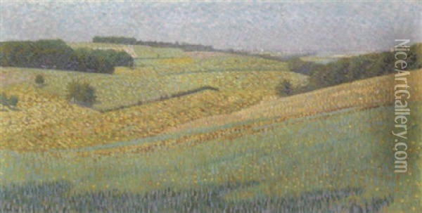 A Hilly Landscape In Summer Oil Painting - Ferdinand Hart Nibbrig