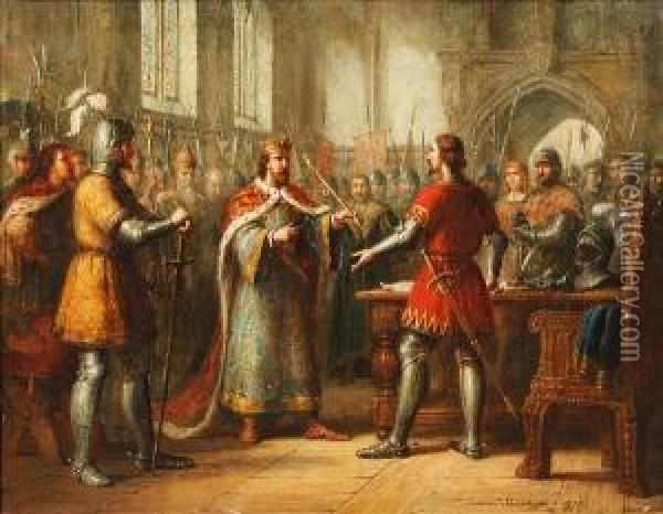 Abdication Of King Richard Ii Oil Painting - Andrew Sheerboom