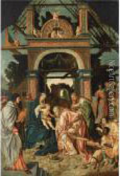 The Adoration Of The Magi Oil Painting - Jacob Cornelisz. Van Oostsanen