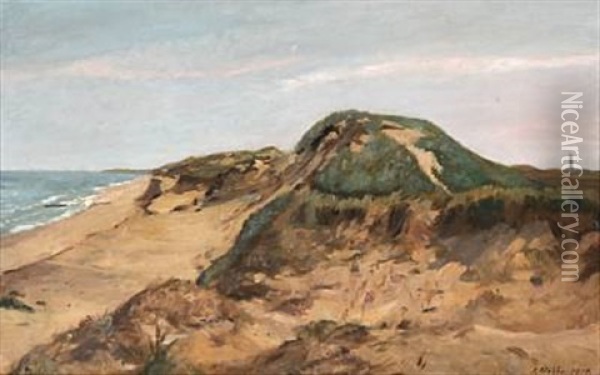 Beach Scene From Fano, Denmark Oil Painting - Jacob Nobbe