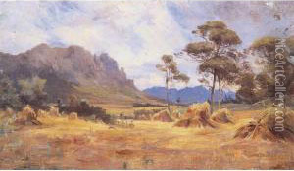 Hay Making In A Tasmanian Landscape Oil Painting - Arthur Merric Boyd
