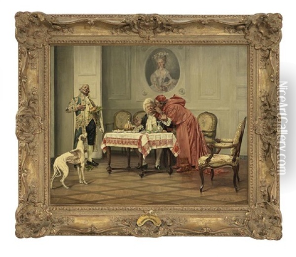 The Gourmet Oil Painting - Francois Brunery